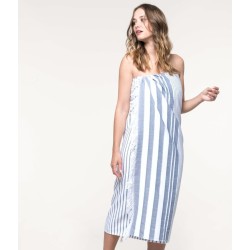 Serviette fouta rayée, une face coton, une face éponge, 380 g/m²