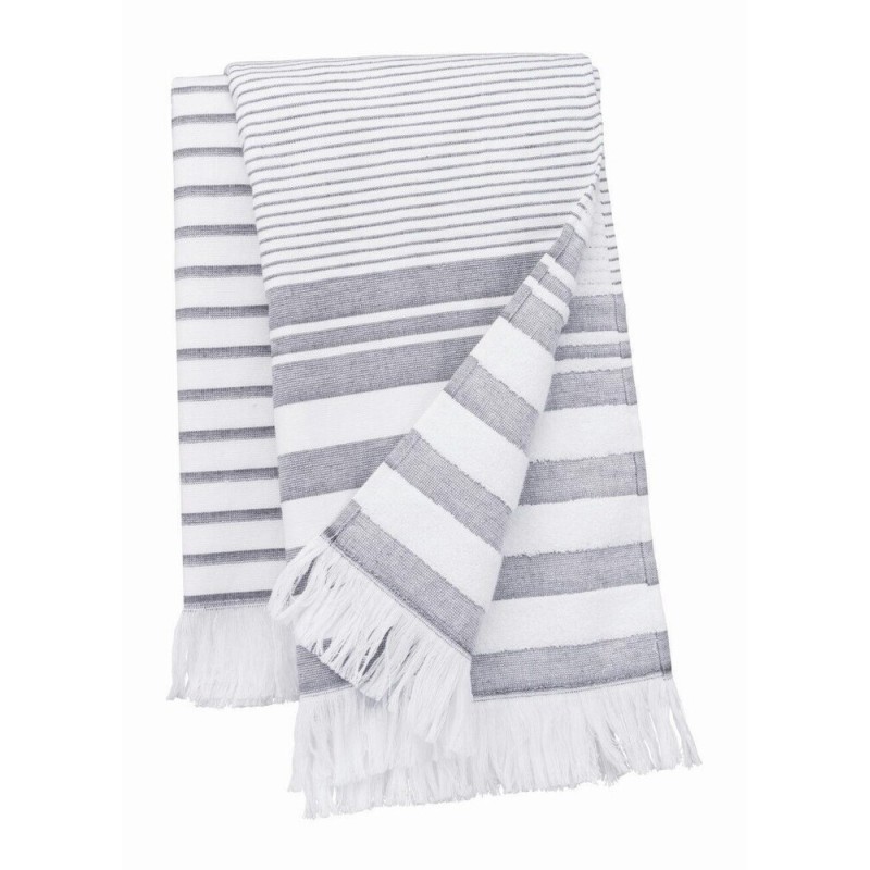 Serviette fouta rayée, une face coton, une face éponge, 380 g/m²