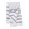 Serviette fouta rayée, une face coton, une face éponge, 380 g/m²