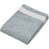Drap de plage en coton velours avec bande unie blanche, 400 g/m²