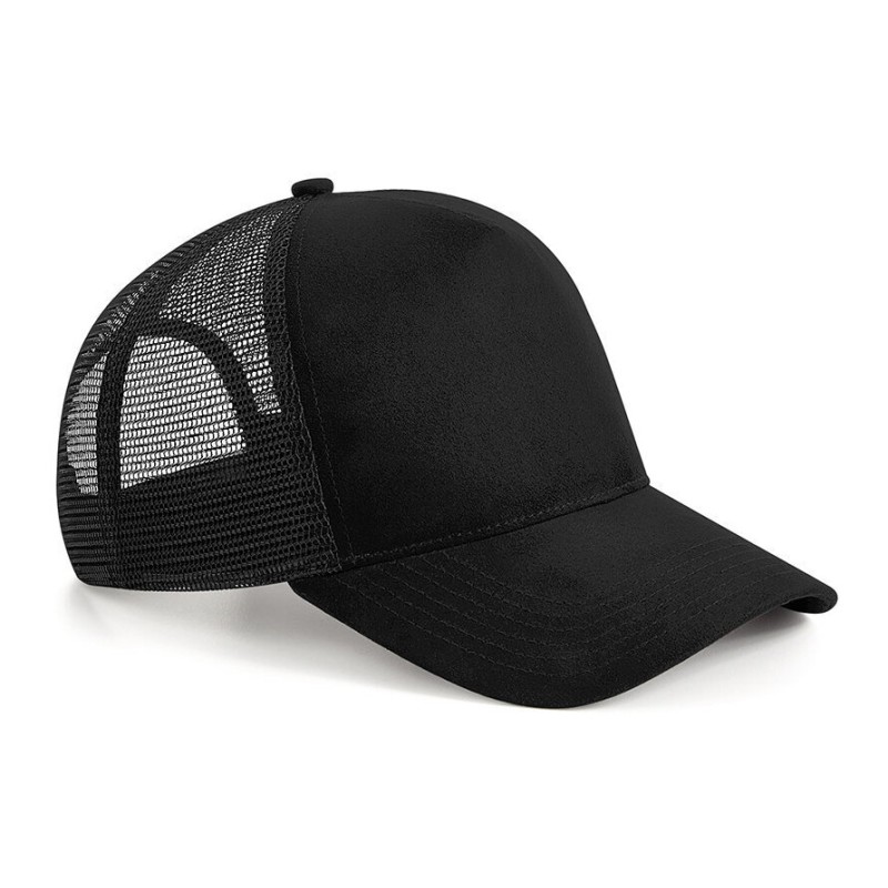 Casquette 5 panneaux en daim, maille filet à l'arrière