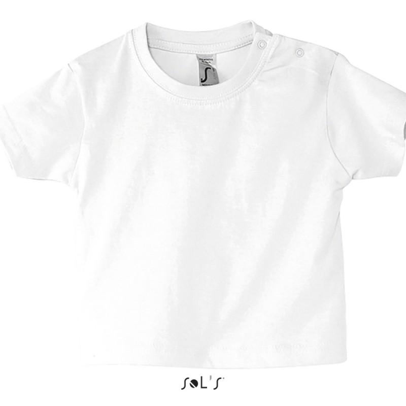 T-shirt bébé pas cher manches courtes en coton ringspun, 160 g/m²