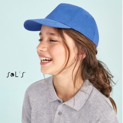 Casquette 5 panneaux enfant en coton brossé léger, fermeture scratch