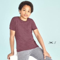 T-shirt enfant en coton coupe fittée col rond manches courtes, 150 g/m²