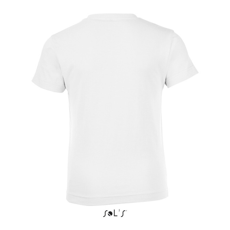 T-shirt enfant en coton coupe fittée col rond manches courtes, 150 g/m²