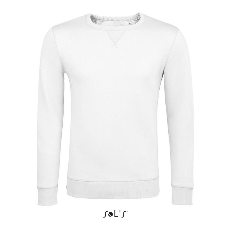Sweat-shirt set-in en molleton gratté avec col rond pointe, 280 g/m²