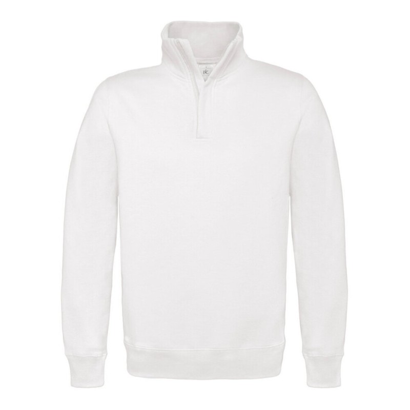 Sweat-shirt pull moderne col zip en polycoton, 280 g/m² 