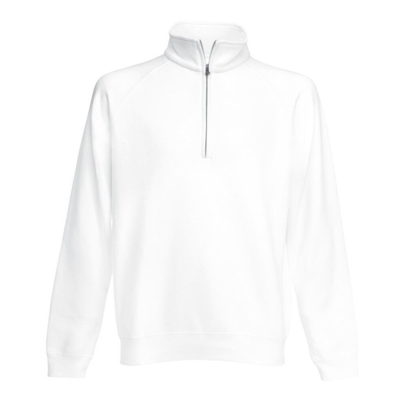 Sweat col zippé en polycoton, manches raglan, 280 g/m² 