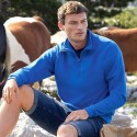 Sweat col zippé en polycoton, manches raglan, 280 g/m² 
