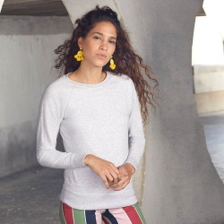 Sweat léger femme polycoton manches raglan, coupe ajustée, 240 g/m²