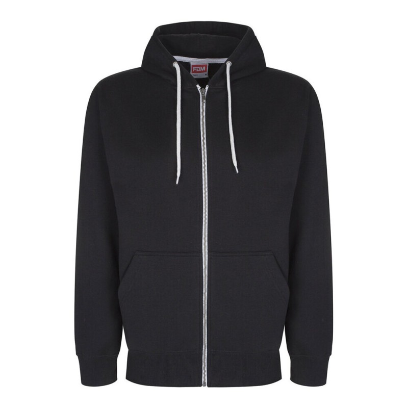 Sweat-shirt zippé à capuche doublée en polycoton, 280 g/m²