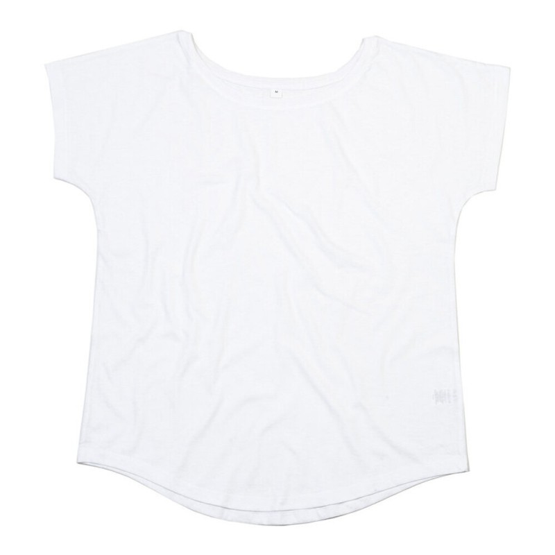 T-shirt femme à manches courtes au col large en coton, 125 g/m²