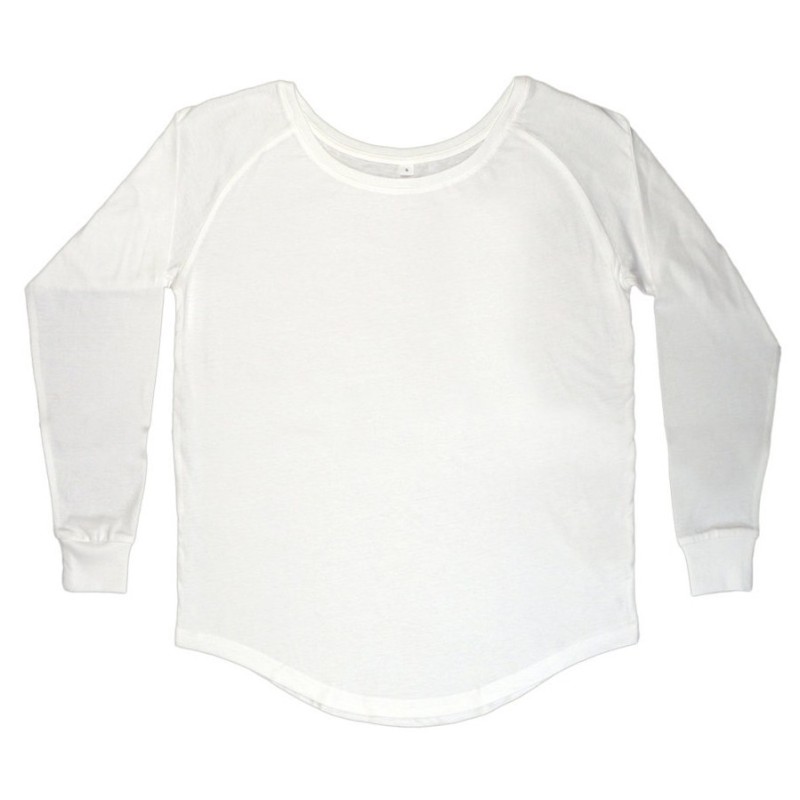 T-shirt femme à manches longues au col large en coton, 125 g/m²