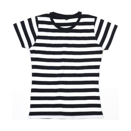 T-shirt marinière femme en coton ringspun manches courtes, 150 g/m²