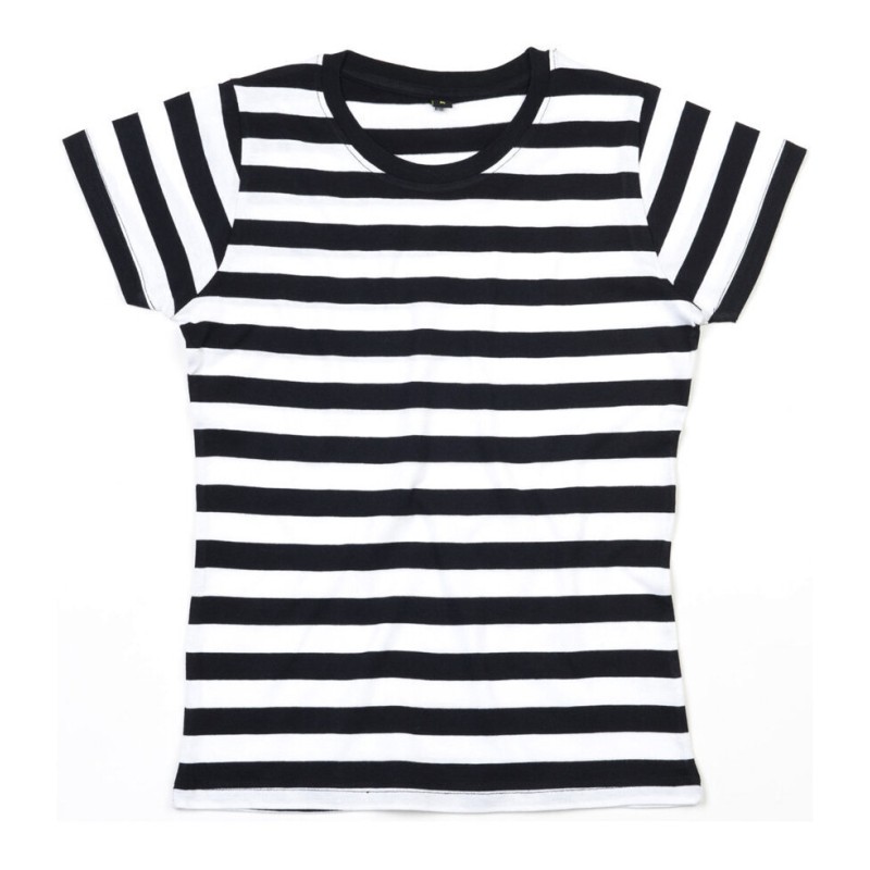 T-shirt marinière femme en coton ringspun manches courtes, 150 g/m²