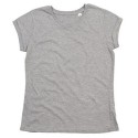 T-shirt femme à manches courtes retroussées en coton bio, 150 g/m²