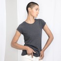 T-shirt femme à manches courtes retroussées en coton bio, 150 g/m²