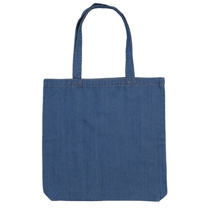 Tote bag, sac shopping denim en coton bio avec soufflet