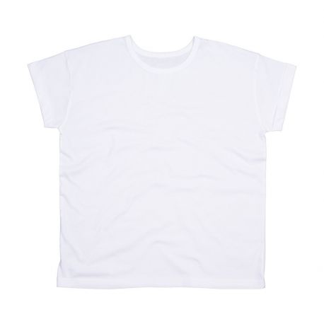 T-shirt femme manches courtes roulées en coton bio, 150 g/m²