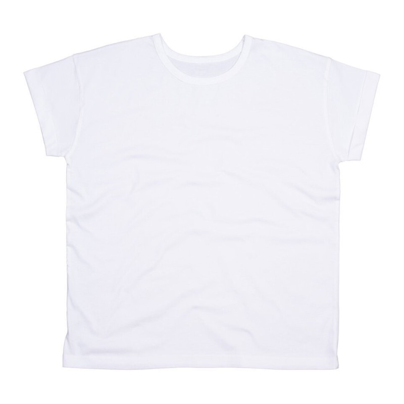 T-shirt femme manches courtes roulées en coton bio, 150 g/m²