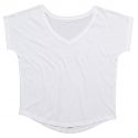 T-shirt femme ample col V profond  en coton bio, 125 g/m²