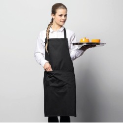 Tablier de cuisine à bavette avec poche plaquée en coton, 200 g/m²