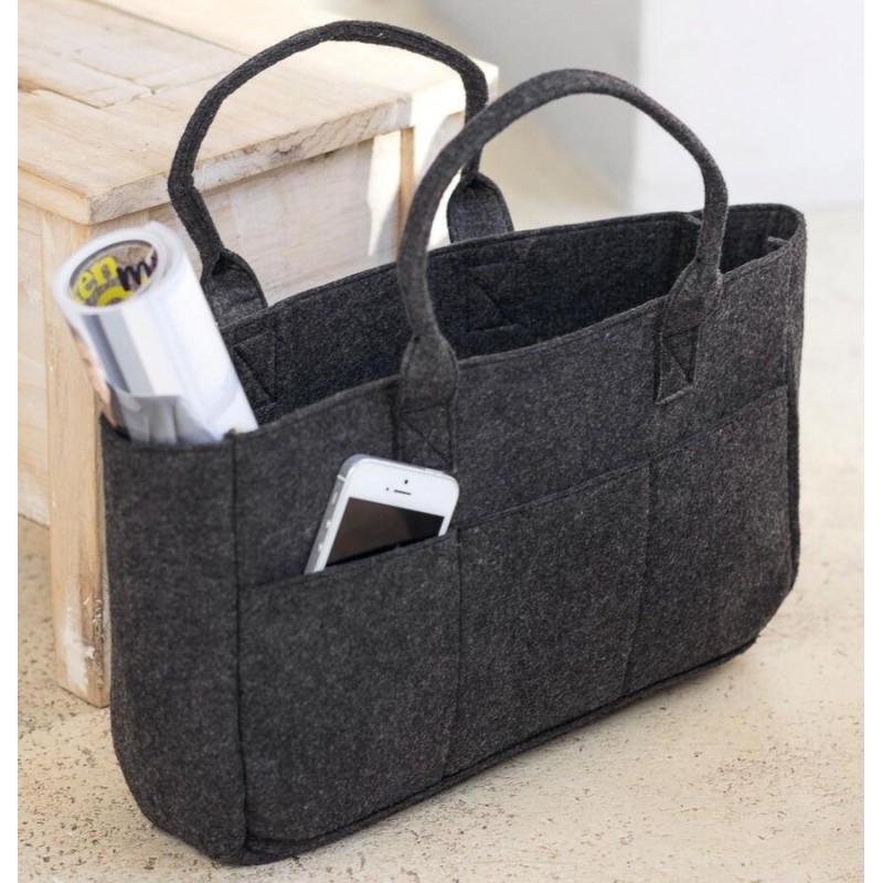 Mini sac à main en feutre, poche intérieure, anses courtes