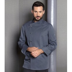 Veste de chef homme, manches longues, boutons-pression, 215 g/m²