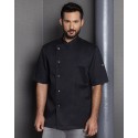 Veste de chef homme, manches courtes, boutons-pression, 215 g/m²
