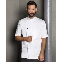 Veste de chef homme, manches courtes, boutons-pression, 215 g/m²