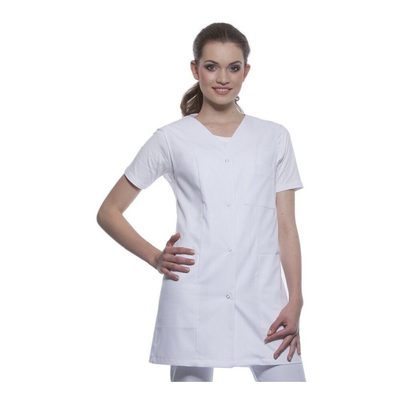 Blouse de travail sans manches très confortable à boutons-pression, 215 g/m²