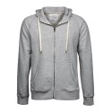 Sweat zippé à capuche en coton égyptien, cordon blanc, 320 g/m²