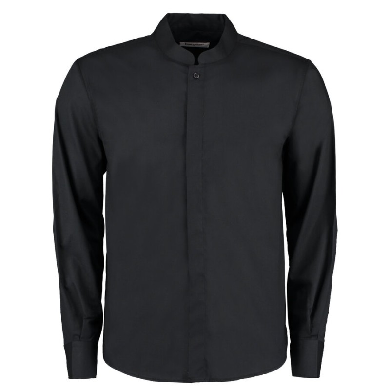 Chemise de bar élégante pour homme col Mao à manches longues