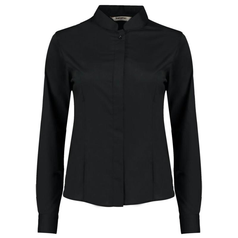 Chemise de bar élégante pour femme col Mao à manches longues