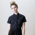 Chemise de bar élégante pour femme col Mao à manches courtes