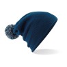 Bonnet d'hiver enfant doublé, revers à maille avec pompon