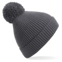 Bonnet à pompon avec revers en maille côtelée à pinces invisibles