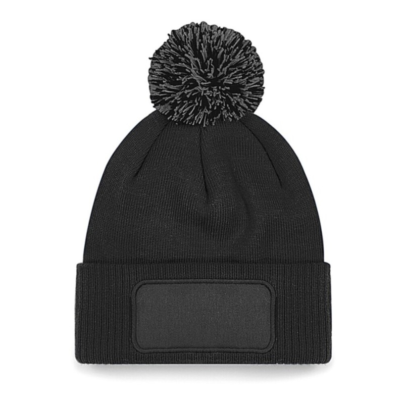 Bonnet doublé à pompon avec zone de marquage en coton