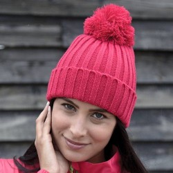 Bonnet à pompon chaud, tendance plus long à maille épaisse 