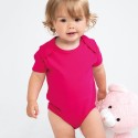 Body bébé manches courtes et col large en coton doux, 200 g/m²