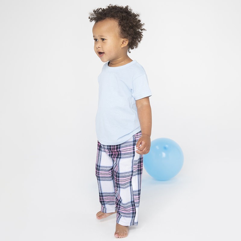 Pantalon bébé tartan confortable en coton, taille élastiquée