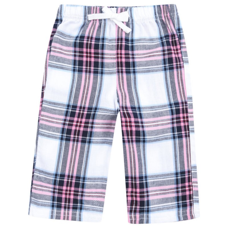 Pantalon bébé tartan confortable en coton, taille élastiquée