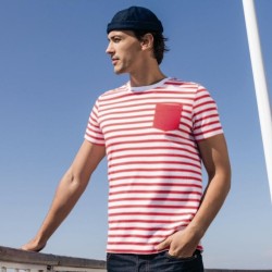 T-shirt marinière adulte avec poche sur le coeur, 160 g/m²