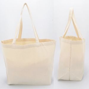 Grand sac cabas en coton avec soufflet, anses longues, 280 g/m²