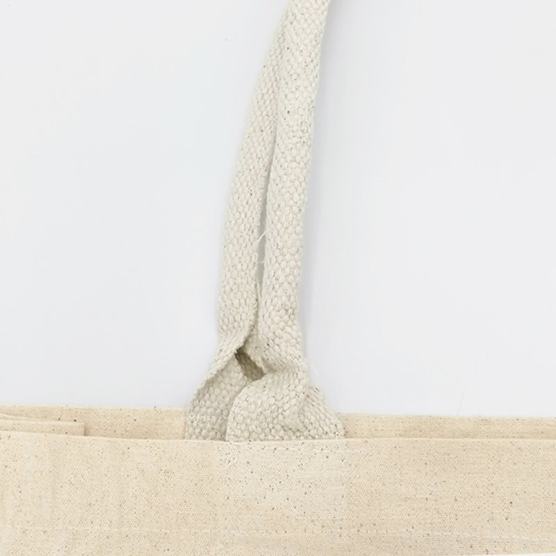 Sac cabas en coton avec soufflet bas et côtés, anses rondes, 280 g/m²