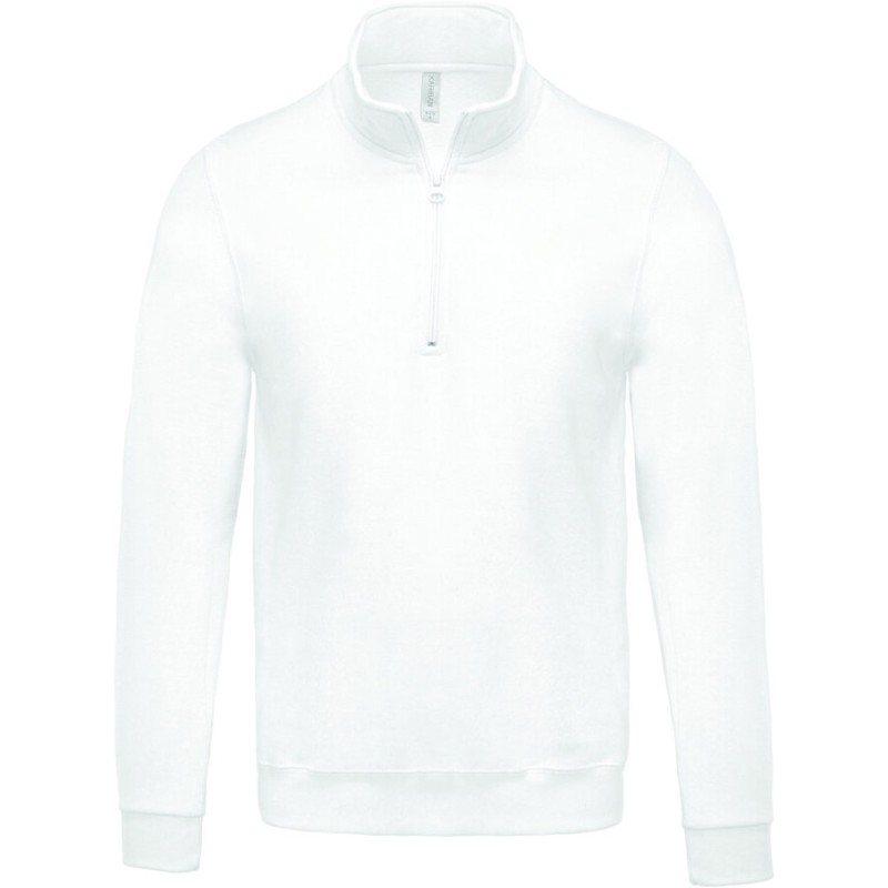 Sweat-shirt col zippé en molleton gratté, 280 g/m²