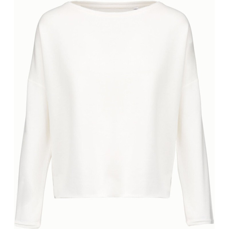 Sweat femme doux coupe loose décontractée sans étiquette, 270 g/m²