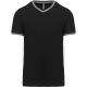 T-shirt col V homme maille piquée avec rayures contrastées, 170 g/m²