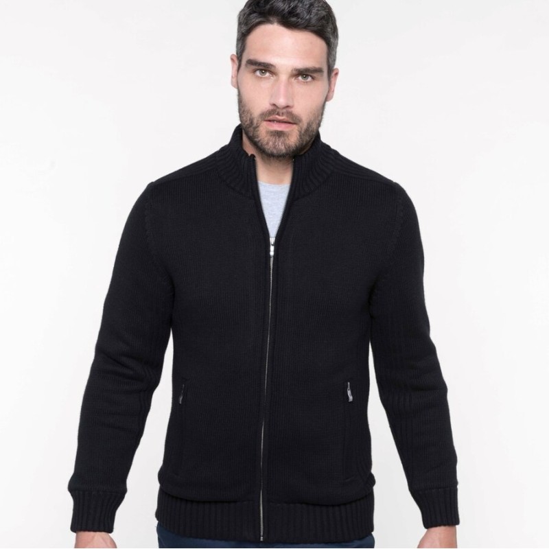 Cardigan doublé polaire chaud et confortable, zip invisible