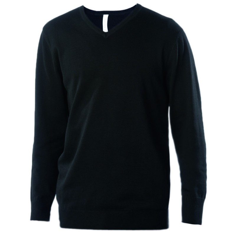 Pull homme col V coupe ajustée en coton et acrylique, 290 g/m²